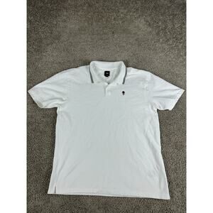 Vans Polo Shirt Mens Extra Large White Rose Skater Skateboarding Short Sleeve